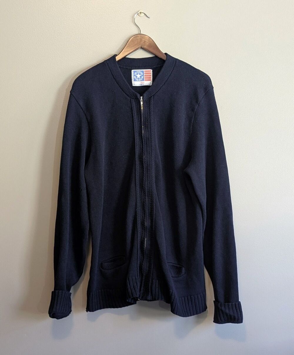 San Francisco Knitting Mills Mens 3XL 3X Blue Zip Cardigan Sweater Big Tall